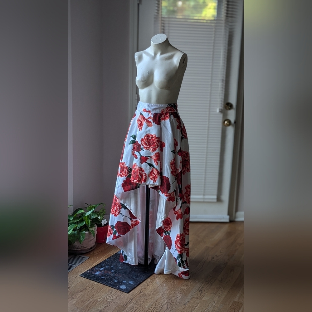 My Michelle Red Floral Hi Lo Maxi Skirt